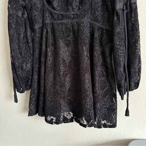 Free People Ruby Black Lace Mini Boho Dress Size Small new with Tags - Picture 11 of 11